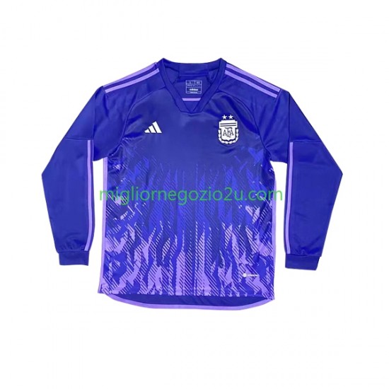 Maglia Argentina Uomo Trasferta Divisa Mondiali 2022 Manica Lunga
