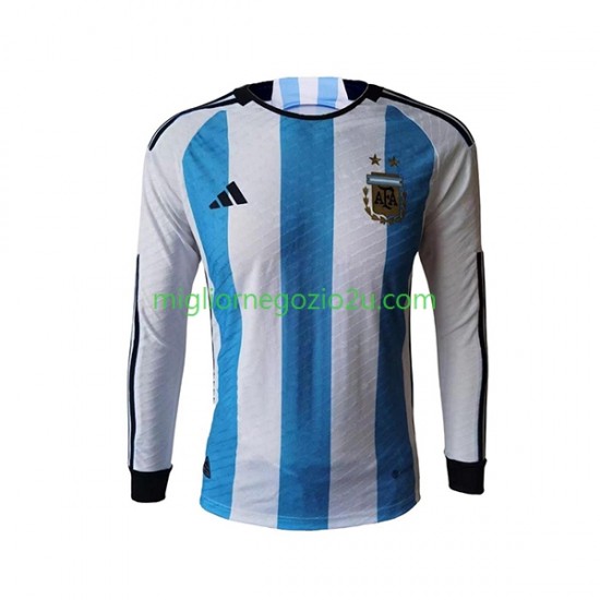 Maglia Argentina Uomo Casa Divisa Mondiali 2022 Manica Lunga