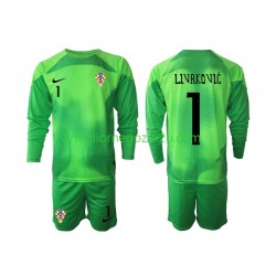 Maglia Croazia Livakovic 1 Portiere Bambino Trasferta Divisa Mondiali 2022 Manica Lunga