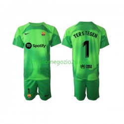 Maglia FC Barcelona Ter Stegen 1 Portiere Bambino Casa Divisa 2022-2023 Manica Corta