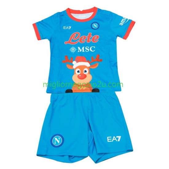 Maglia Napoli Xmas Bambino Casa Divisa 2022-2023 Manica Corta