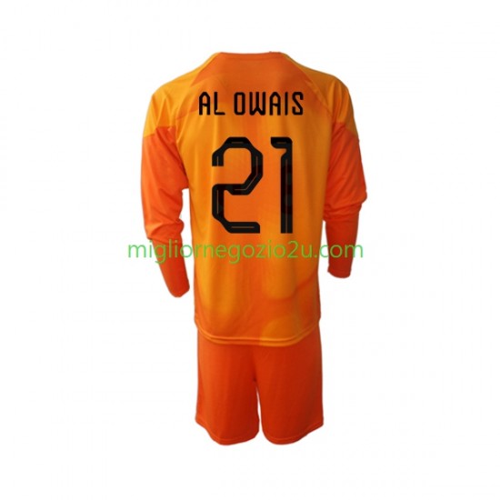 Maglia Arabia Saudita Mohammed Al-Owais 21 Portiere Bambino Trasferta Divisa Mondiali 2022 Manica Lunga