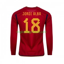 Maglia Spagna JORDI ALBA 18 Uomo Casa Divisa Mondiali 2022 Manica Lunga