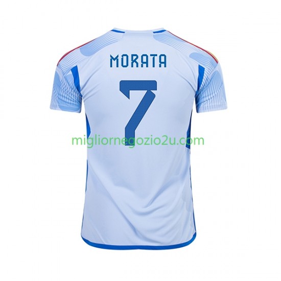 Maglia Spagna MORATA 7 Uomo Trasferta Divisa Mondiali 2022 Manica Corta