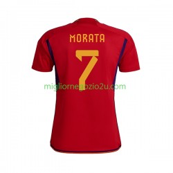 Maglia Spagna MORATA 7 Uomo Casa Divisa Mondiali 2022 Manica Corta
