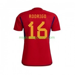 Maglia Spagna RODRIGO 16 Uomo Casa Divisa Mondiali 2022 Manica Corta