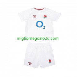 Maglia Inghilterra Bambino Casa Divisa Rugby 2024 Manica Corta