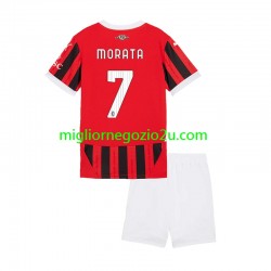 Maglia AC Milan Alvaro Morata 7 Bambino Casa Divisa 2024-2025 Manica Corta