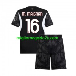 Maglia AC Milan Mike Maignan 16 Portiere Bambino Casa Divisa 2024-2025 Manica Corta
