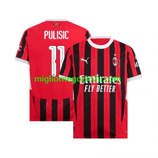 Maglia AC Milan UCL Font PULISIC 11 Uomo Casa Divisa 2024-2025 Manica Corta