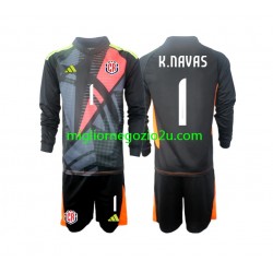 Maglia Costa Rica Keylor Navas 1 Portiere Bambino Terza Divisa 2024 Manica Lunga