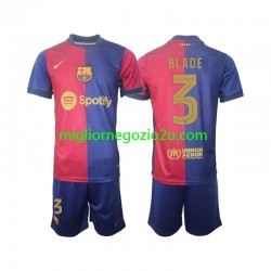 Maglia FC Barcelona UCL Font Blade 3 Bambino Casa Divisa 2024-2025 Manica Corta