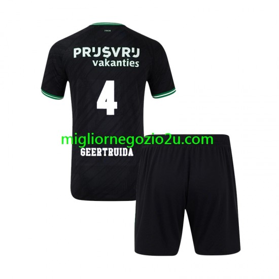Maglia Feyenoord Rotterdam Lutsharel Geertruida 4 Bambino Trasferta Divisa 2024-2025 Manica Corta