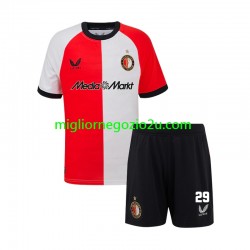 Maglia Feyenoord Rotterdam Santiago Gimenez 29 Bambino Casa Divisa 2024-2025 Manica Corta