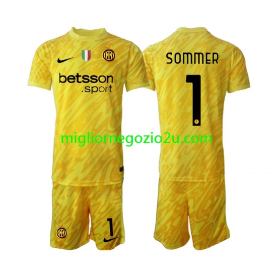 Maglia Inter Milan Yann Sommer 1 Portiere Bambino Trasferta Divisa 2024-2025 Manica Corta