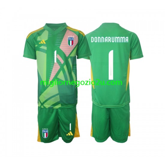 Maglia Italia Donnarumma 1 Portiere Bambino Trasferta Divisa Euro 2024 Manica Corta
