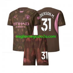 Maglia Manchester City Ederson M 31 Portiere Bambino Casa Divisa 2024-2025 Manica Corta