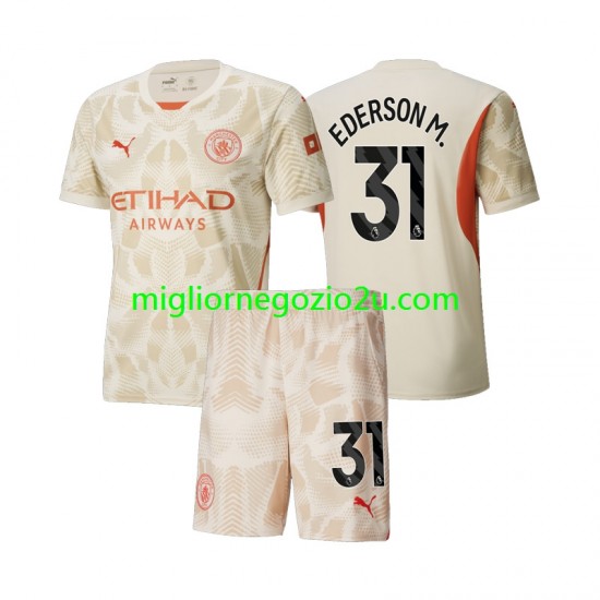 Maglia Manchester City Ederson M 31 Portiere Bambino Terza Divisa 2024-2025 Manica Corta
