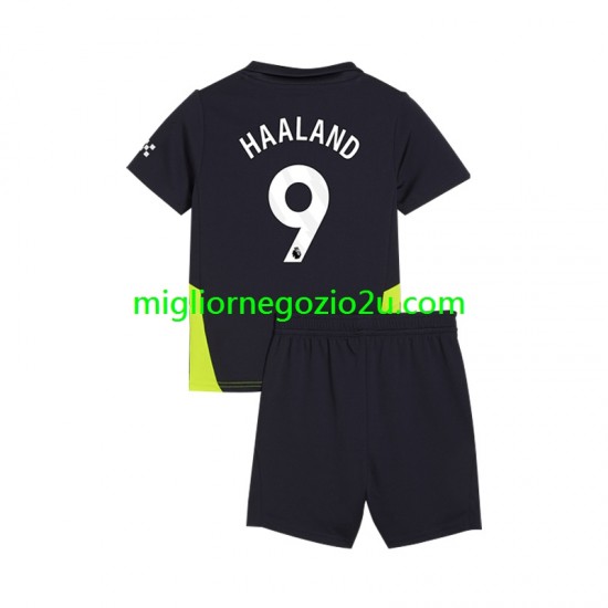 Maglia Manchester City Haaland 9 Bambino Trasferta Divisa 2024-2025 Manica Corta