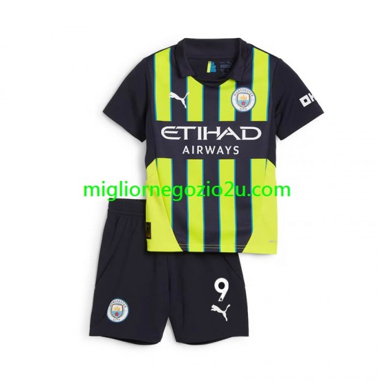 Maglia Manchester City Haaland 9 Bambino Trasferta Divisa 2024-2025 Manica Corta