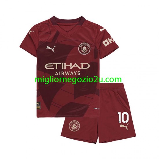 Maglia Manchester City Jack Grealish 10 Bambino Terza Divisa 2024-2025 Manica Corta