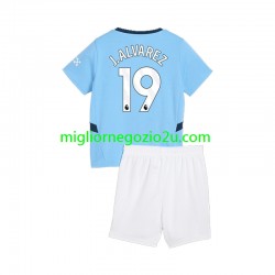 Maglia Manchester City Julian Alvarez 19 Bambino Casa Divisa 2024-2025 Manica Corta