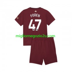 Maglia Manchester City Phil Foden 47 Bambino Terza Divisa 2024-2025 Manica Corta