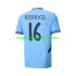 Maglia Manchester City UCL Font RODRIGO 16 Uomo Casa Divisa 2024-2025 Manica Corta