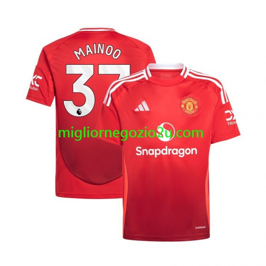 Maglia Manchester United Kobbie Mainoo 37 Uomo Casa Divisa 2024-2025 Manica Corta