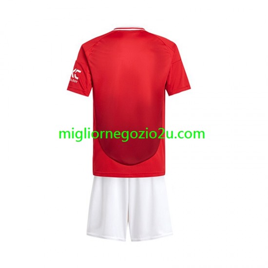 Maglia Manchester United Bambino Casa Divisa 2024-2025 Manica Corta