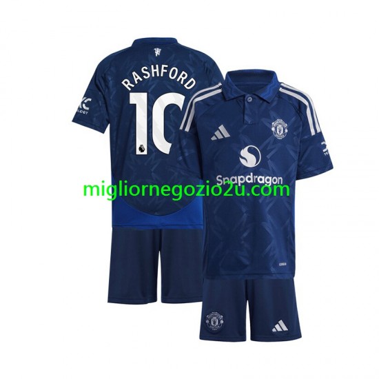 Maglia Manchester United Marcus Rashford 10 Bambino Trasferta Divisa 2024-2025 Manica Corta