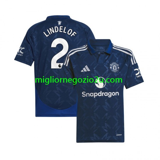 Maglia Manchester United Victor Lindelof 2 Uomo Trasferta Divisa 2024-2025 Manica Corta