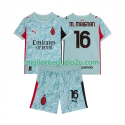 Maglia AC Milan Mike Maignan 16 Portiere Bambino Casa Divisa 2025-2026 Manica Corta