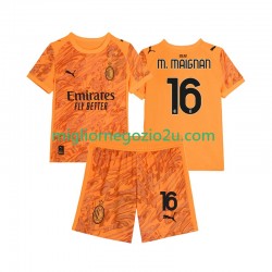 Maglia AC Milan Mike Maignan 16 Portiere Bambino Terza Divisa 2025-2026 Manica Corta