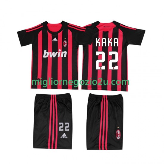 Maglia AC Milan KAKA 22 2009 Retro Bambino Casa Divisa 2008 Manica Corta