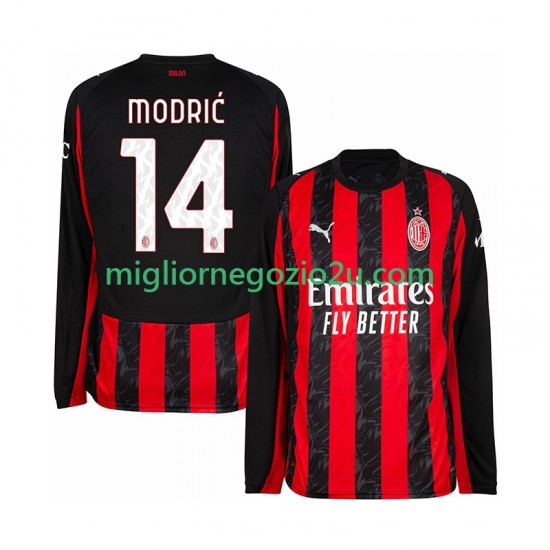 Maglia AC Milan Modrić Luca 14 Uomo Casa Divisa 2025-2026 Manica Lunga