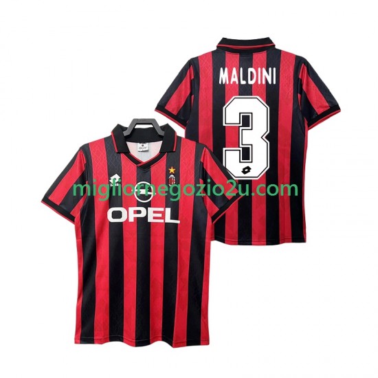 Maglia AC Milan MALDINI 3 1995 1996 Retro Uomo Casa Divisa Manica Corta