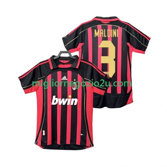 Maglia AC Milan MALDINI 3 2007 Retro Uomo Casa Divisa 2006 Manica Corta