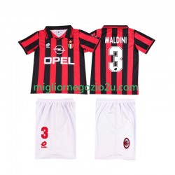 Maglia AC Milan MALDINI 3 1996 1997 Retro Bambino Casa Divisa Manica Corta