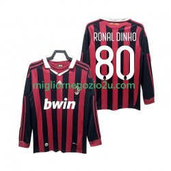 Maglia AC Milan RONALDINHO 80 2009 Retro Uomo Casa Divisa 2010 Manica Lunga
