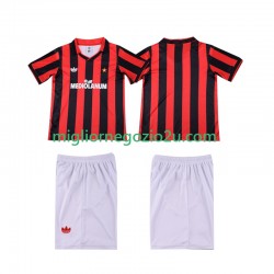 Maglia AC Milan 1990 1991 Retro Bambino Casa Divisa Manica Corta