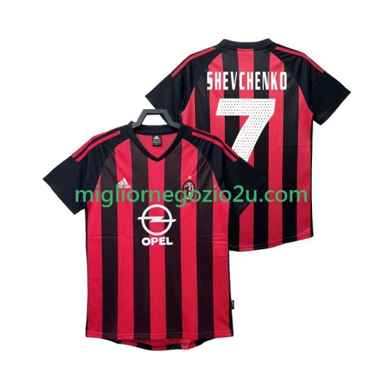 Maglia AC Milan SHEVCHENKO 7 2003 Retro Uomo Casa Divisa 2002 Manica Corta