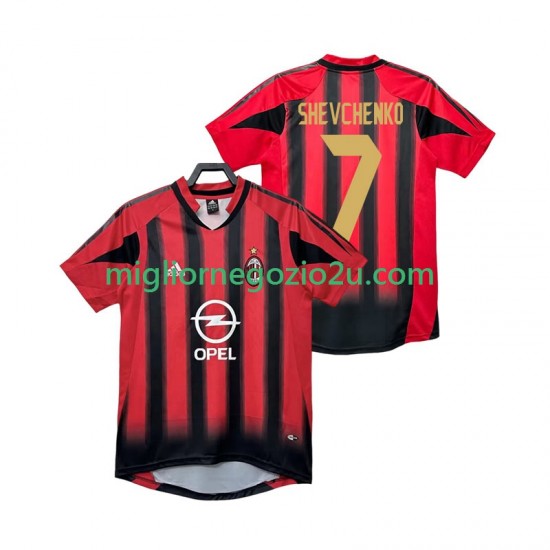 Maglia AC Milan SHEVCHENKO 7 2005 Retro Uomo Casa Divisa 2004 Manica Corta