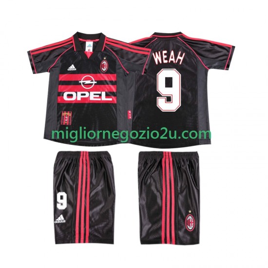 Maglia AC Milan WEAH 9 Retro Bambino Terza Divisa 1998 1999 Manica Corta