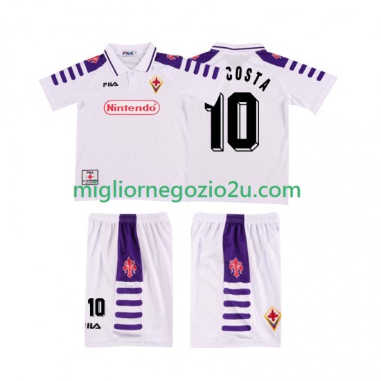 Maglia ACF Fiorentina RUI COSTA 10 Retro Bambino Trasferta Divisa 1998 1999 Manica Corta