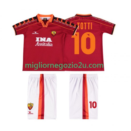 Maglia AS Roma TOTTI 10 Retro Bambino Casa Divisa 1998 1999 Manica Corta