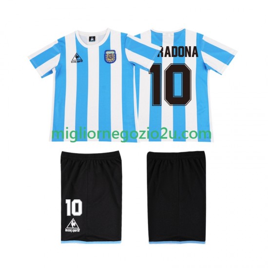 Maglia Argentina MARADONA 10 1986 Retro Bambino Casa Divisa Manica Corta