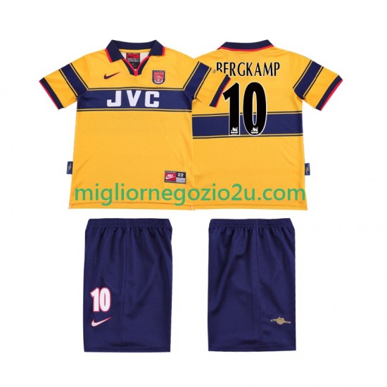 Maglia Arsenal BERGKAMP 10 1997 Retro Bambino Trasferta Divisa 1999 Manica Corta