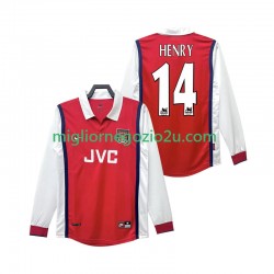 Maglia Arsenal Henry 14 Retro Uomo Casa Divisa 1998 1999 Manica Lunga