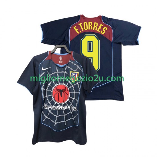 Maglia Atlético Madrid F TORRES 9 2005 Retro Uomo Trasferta Divisa 2004 Manica Corta